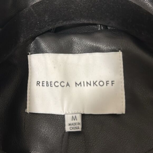 NWT Rebecca Minkoff Vegan Leather Black Crop Woman’s Moto Jacket. Size Medium. - Picture 5 of 8